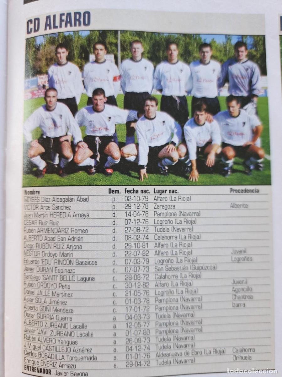 Coleccionismo deportivo: Foto y plantel del CD Alfaro.Recorte Don Balon 2001-02