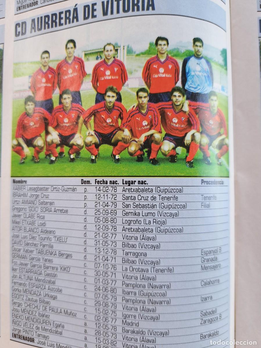 Sports collectibles: Foto y plantel del CD Aurrera de Vitoria. Recorte Don Balon 2001-02