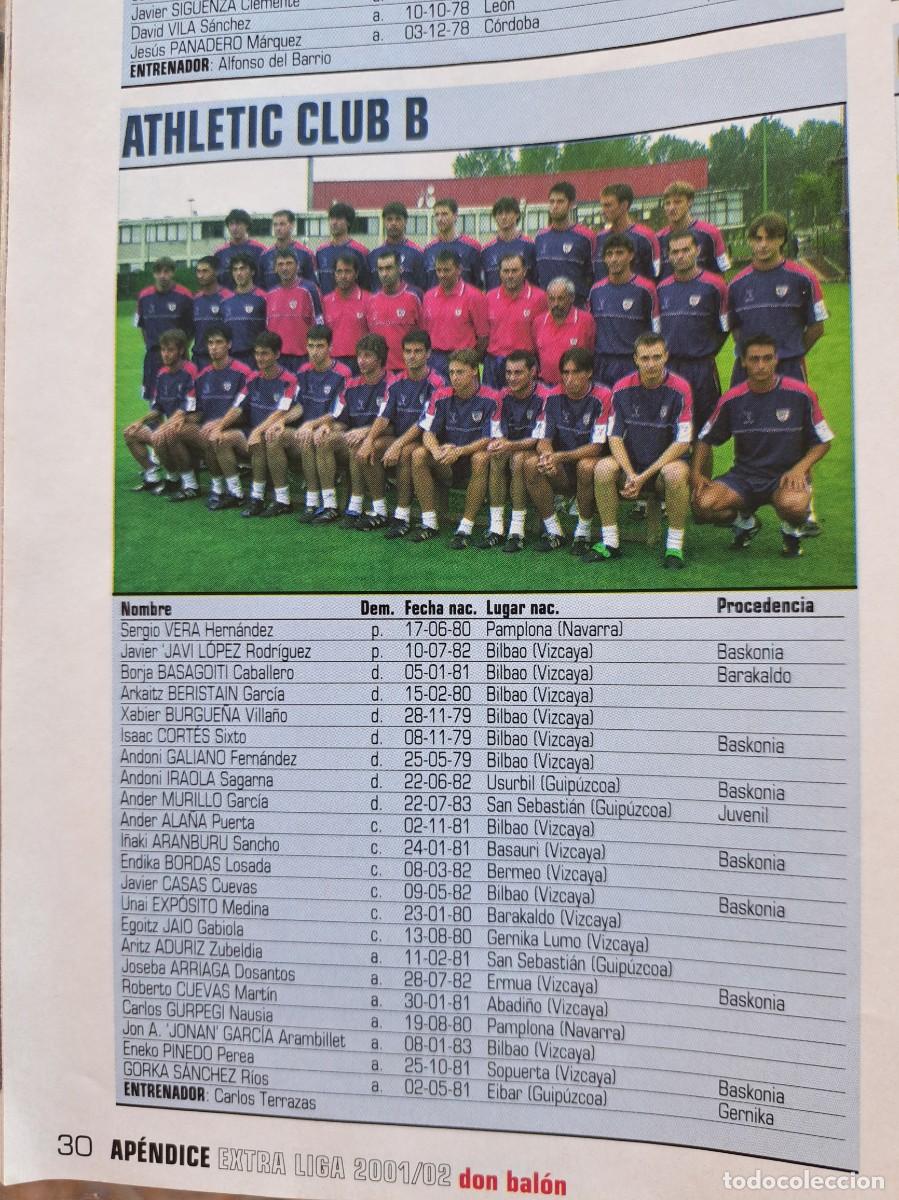 Sammelleidenschaft Sport: Foto y plantel del Athletic Bilbao B. Recorte Don Balon 2001-02