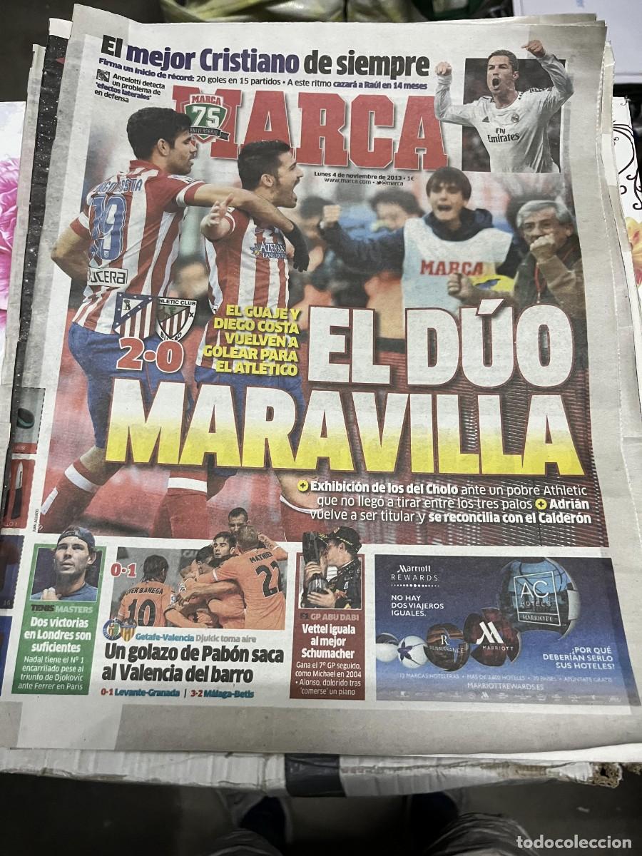 Coleccionismo deportivo: MARCA (4-11-2013) CRISTIANO RONALDO ATLETICO MADRID 2-0 ATHLETIC BILBAO DAVID VILLA DIEGO COSTA