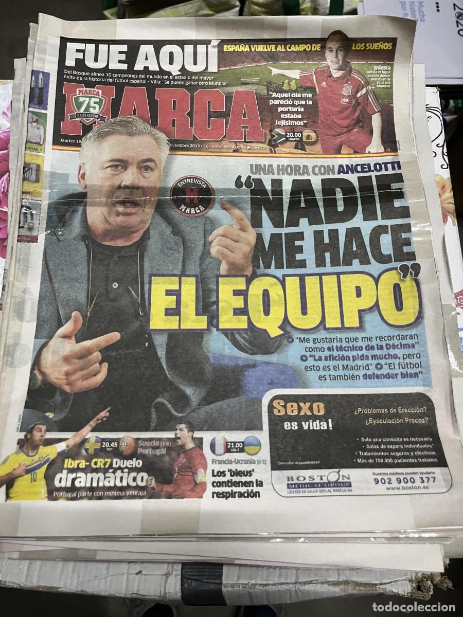 Coleccionismo deportivo: MARCA (19-11-2013) ANCELOTTI REAL MADRID ANDRES INIESTA SUDAFRICA ESPA&Ntilde;A SUECIA PORTUGAL