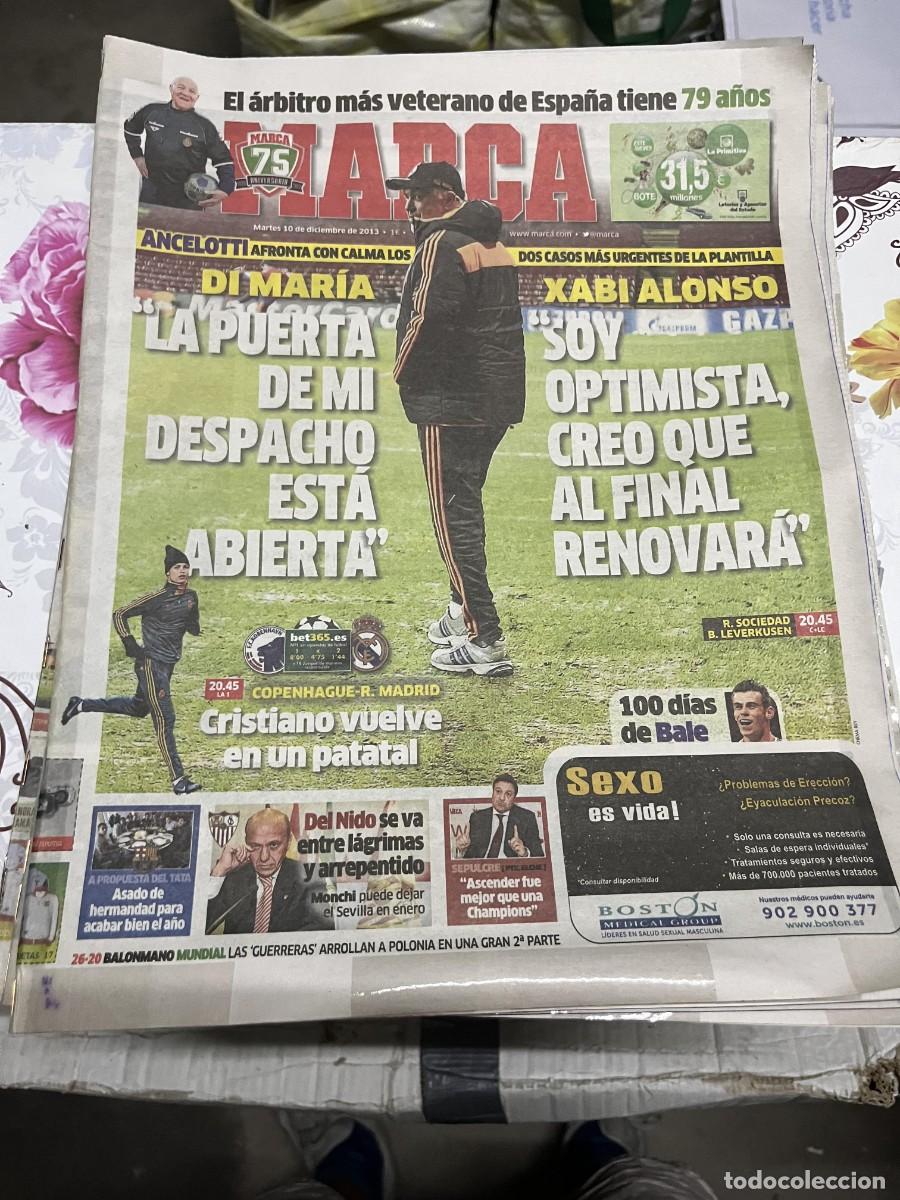 Coleccionismo deportivo: MARCA (10-12-2013) ANCELOTTI XABI ALONSO DI MARIA HOY COPENHAGUE REAL MADRID BALE