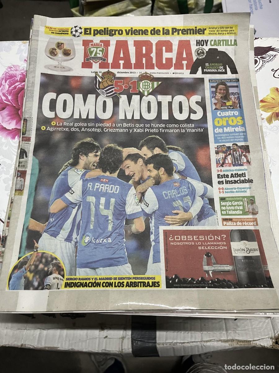 Coleccionismo deportivo: MARCA (16-12-2013)JORNADA LIGA REAL SOCIEDAD 5-1 BETIS MEDALLA ORO MIREIA BELMONTE ATLETICO VALENCIA