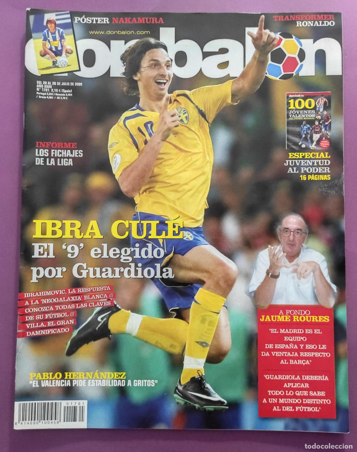 Coleccionismo deportivo: REVISTA DON BALON N&ordm; 1761 2009 IBRAHIMOVIC - POSTER NAKAMURA RCD ESPANYOL - SUPLEMENTO 100 JOVENES