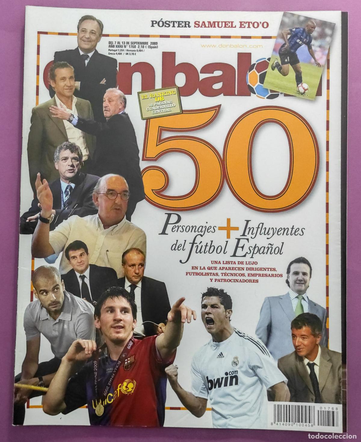 Coleccionismo deportivo: REVISTA DON BALON N&ordm; 1768 2009 POSTER ETOO INTER MILAN 09/10 SUPLEMENTO 50 PERSONAJES INFLUYENTES