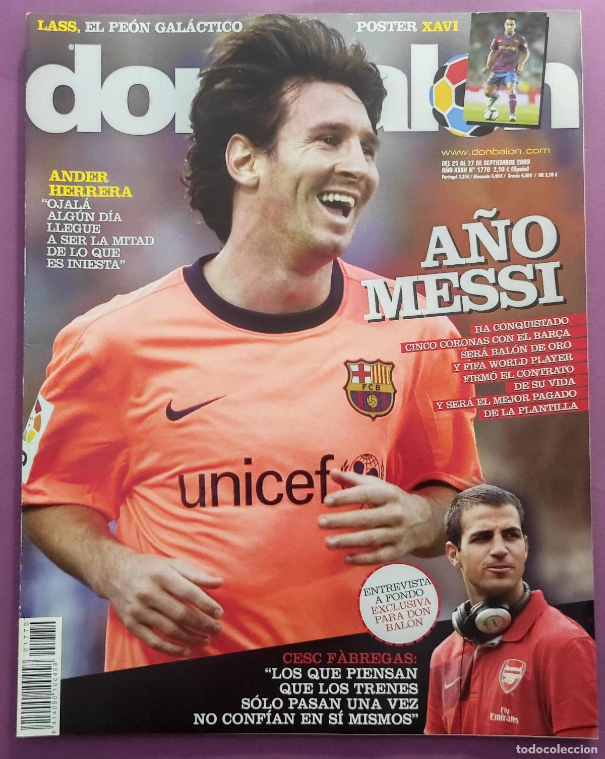 Coleccionismo deportivo: REVISTA DON BALON N&ordm; 1770 2009 MESSI POSTER XAVI HERNANDEZ 09/10 BAR&Ccedil;A CESC LASS