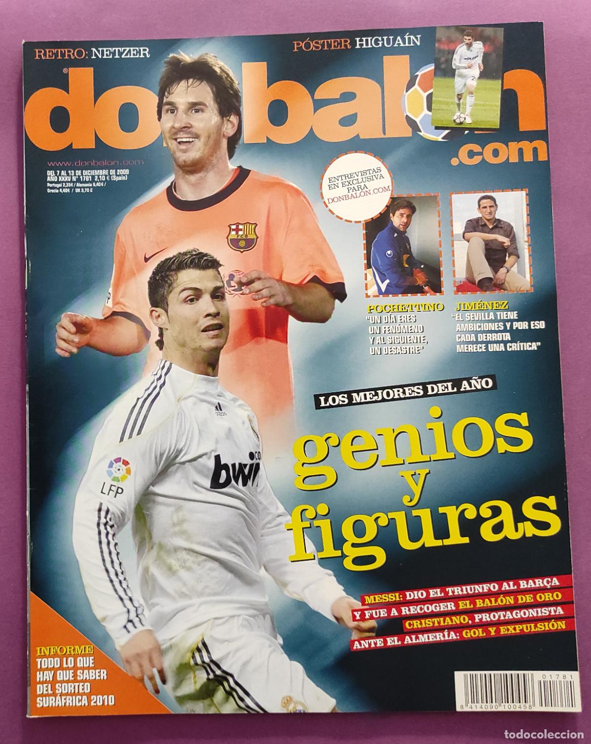 Coleccionismo deportivo: REVISTA DON BALON N&ordm; 1781 2009 POSTER HIGUAIN REAL MADRID 09/10 - MESSI CRISTIANO RONALDO POCHETTINO