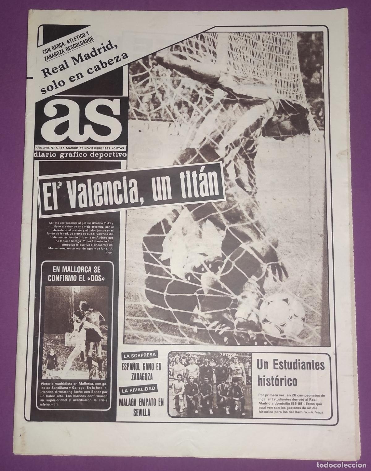 Coleccionismo deportivo: DIARIO AS 1983 LIGA 83 84 VALENCIA - ESTUDIANTES BASKET - RAYO TENERIFE REAL MURCIA