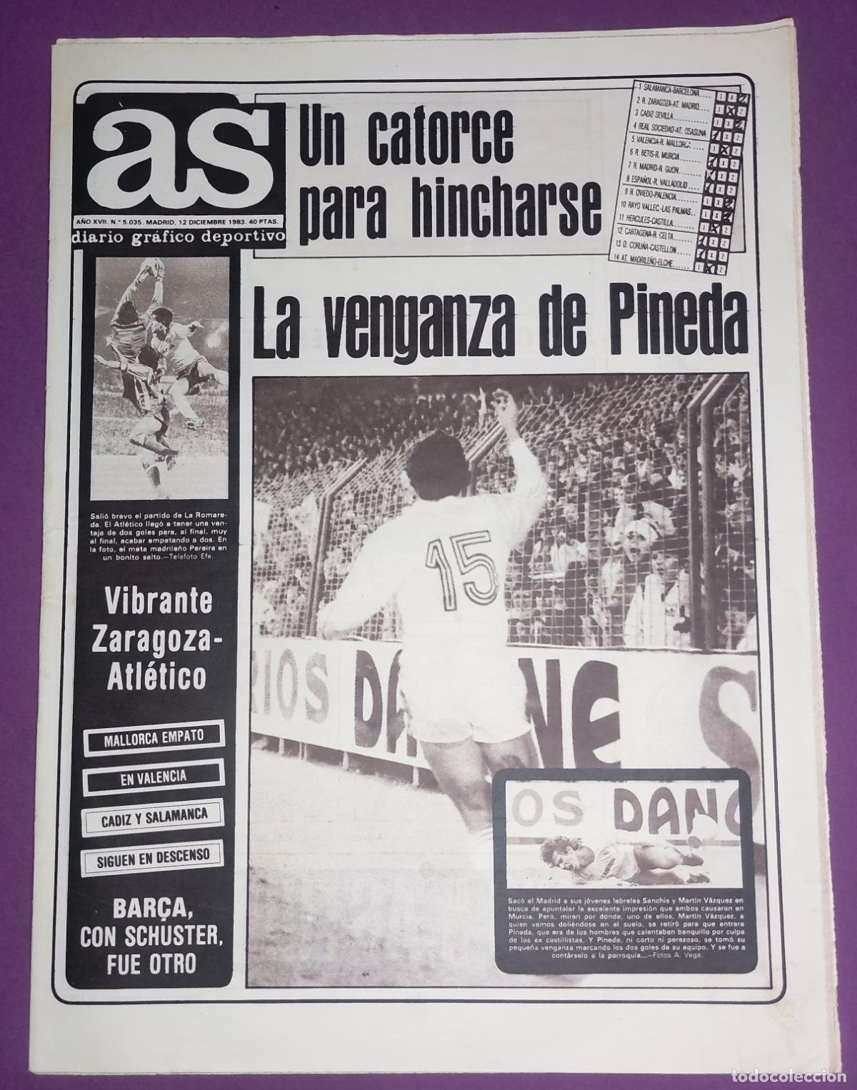 Coleccionismo deportivo: DIARIO AS 1983 LIGA 83 84 PINEDA REAL MADRID - SCHUSTER - CAJAMADRID BASKET