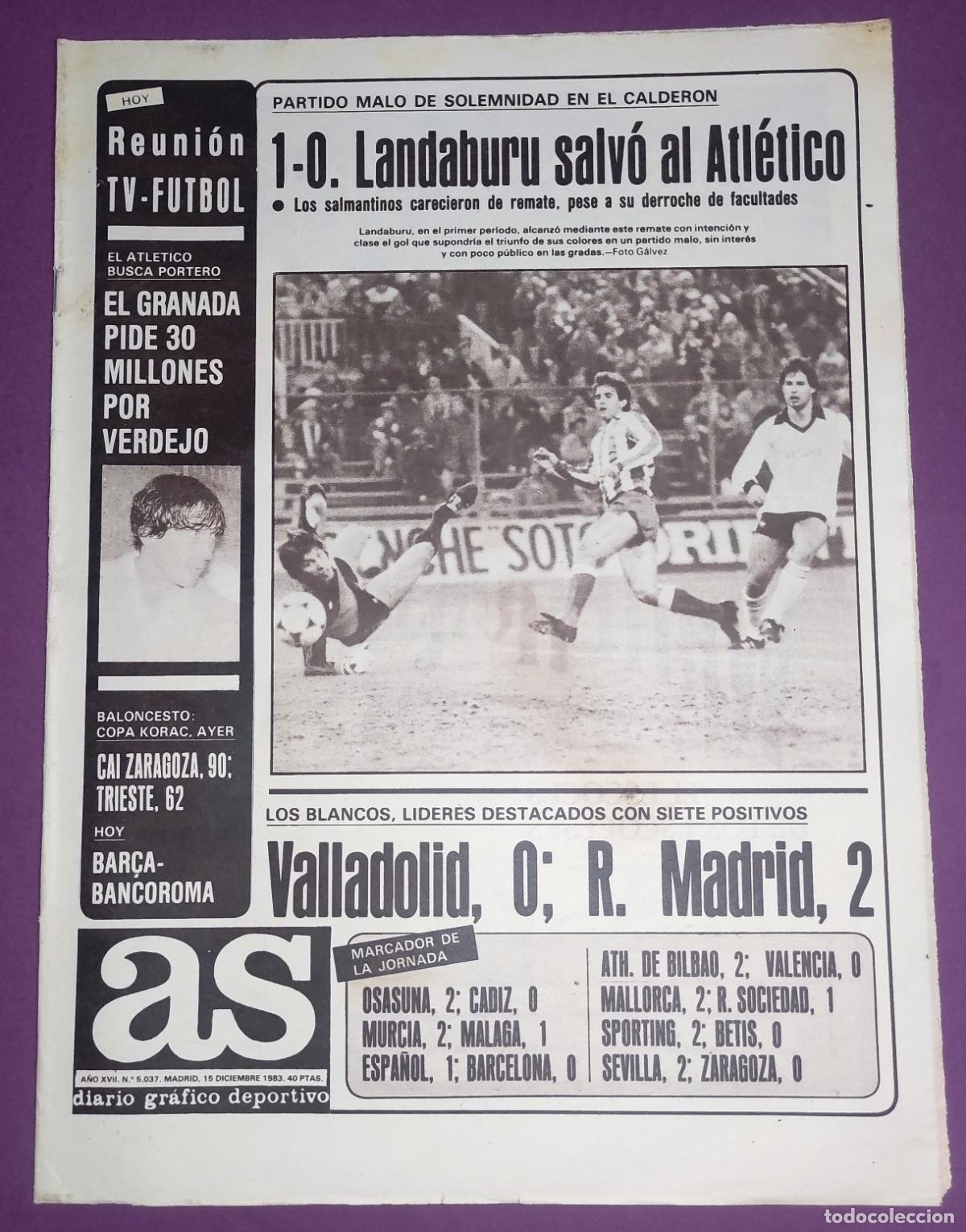 Coleccionismo deportivo: DIARIO AS 1983 LIGA 83 84 LANDABURU - GRANADA - CAI ZARAGOZA BASKET - CIRIACO SPORTING - JJOO
