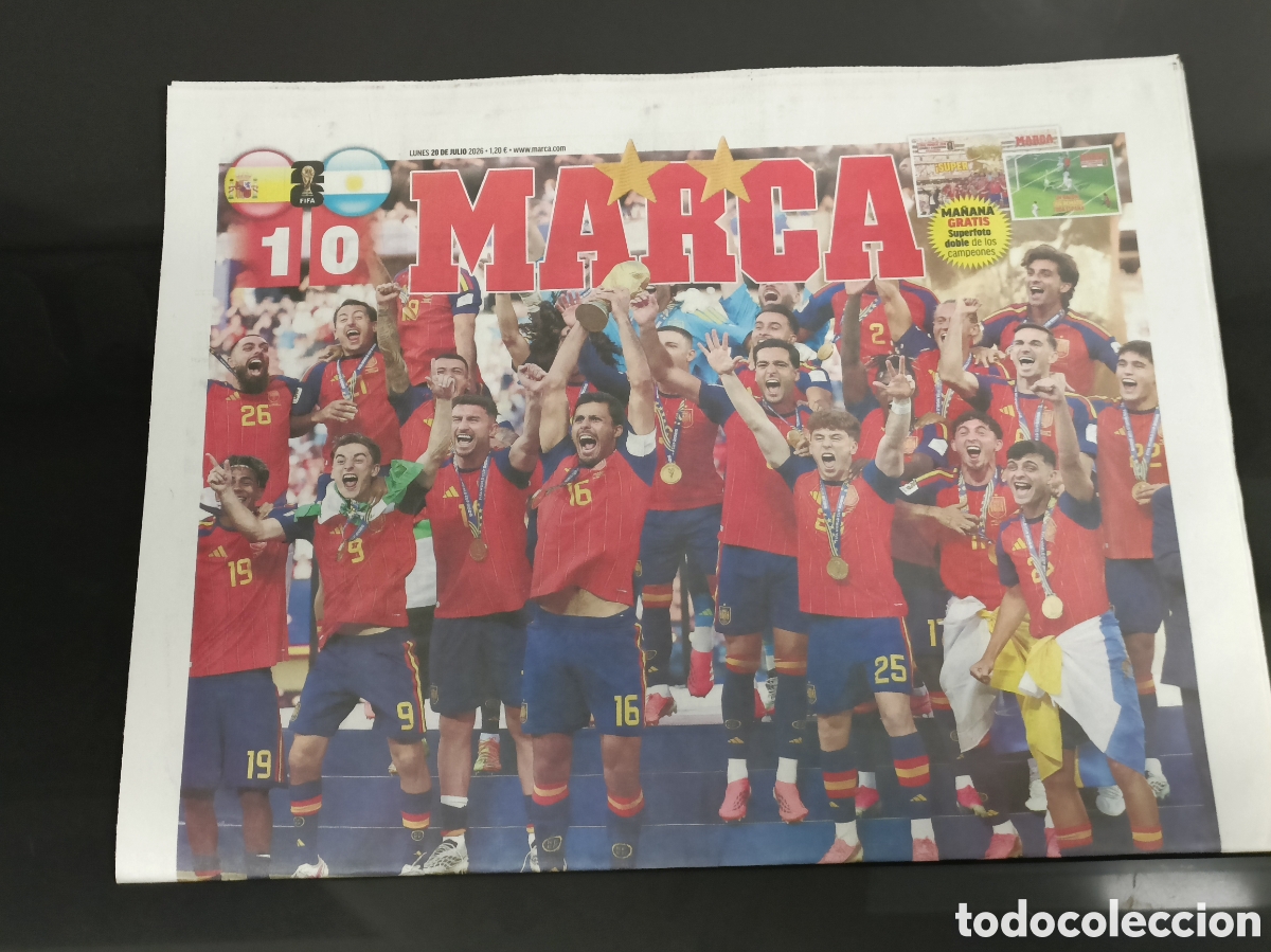 Coleccionismo deportivo: Peri&oacute;dico hist&oacute;rico Espa&ntilde;a Campeona del mundo 20 Julio 2026