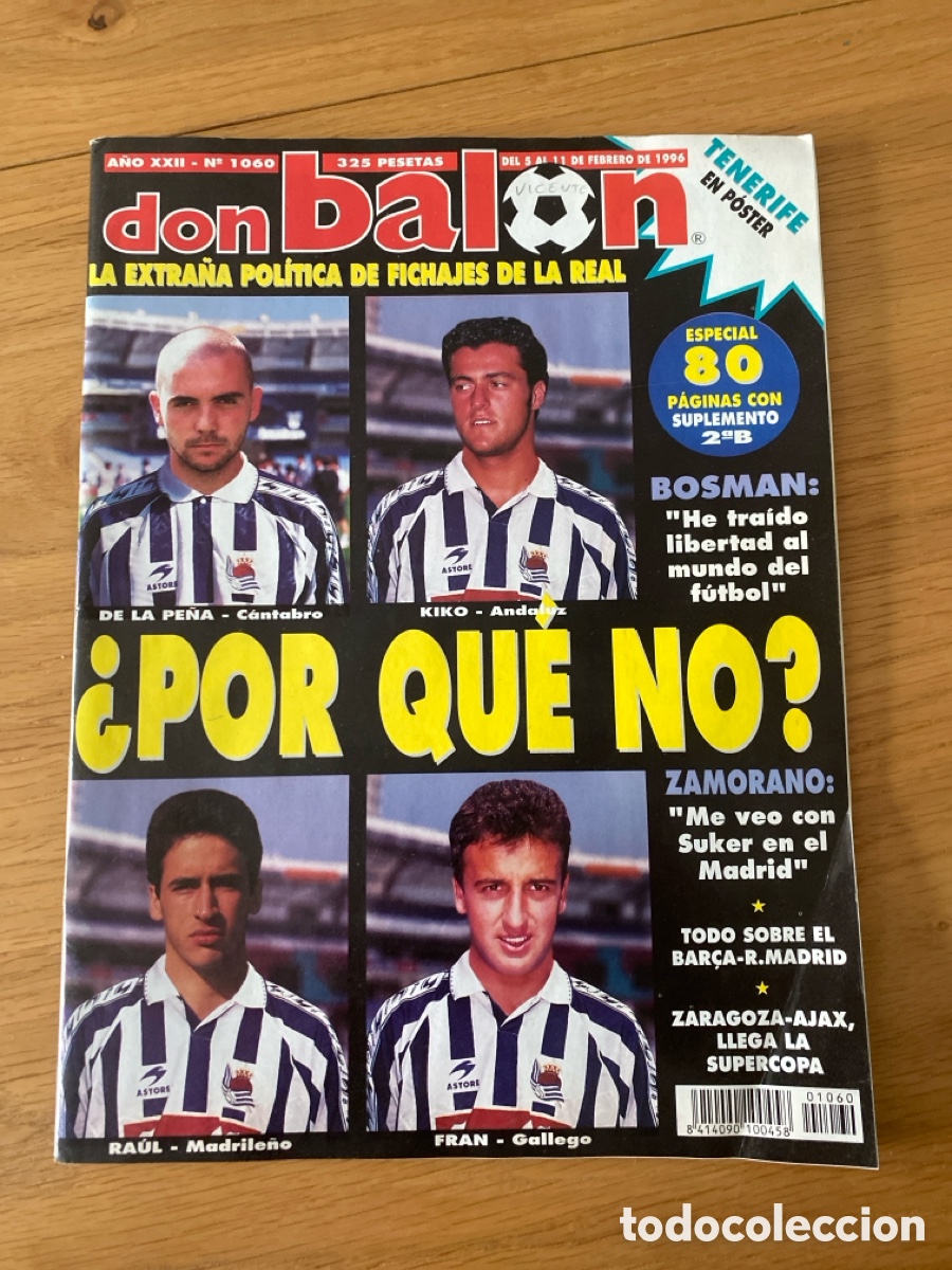 Coleccionismo deportivo: don bal&oacute;n 1060 - Poster Tenerife - Zaragoza - Zamorano - Real Sociedad - Bosman - Protti