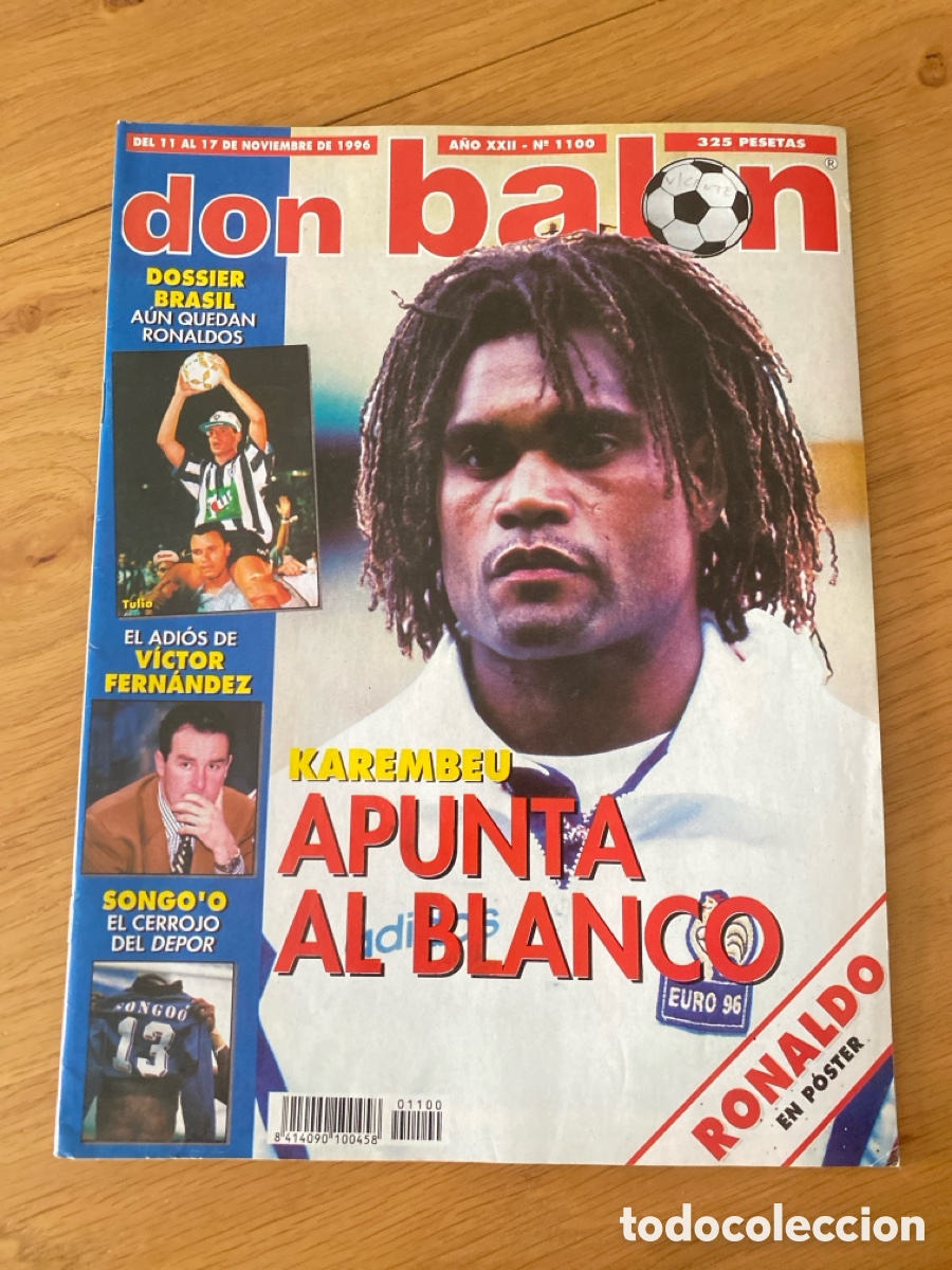 Coleccionismo deportivo: Don bal&oacute;n 1100 - Poster Ronaldo - Zaragoza - Deportivo - Brasil - Wimbledon - Karembeu