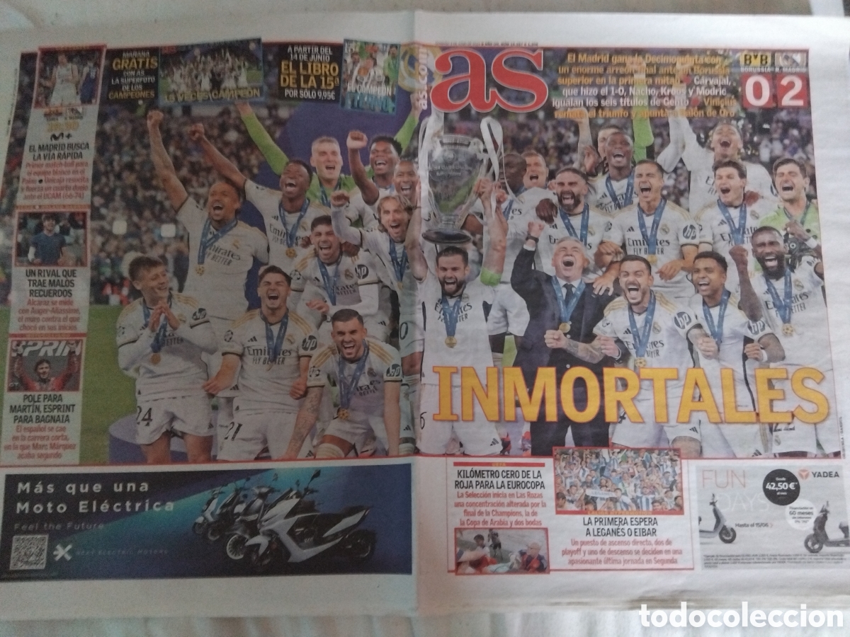 Coleccionismo deportivo: Periodico R.Madrid 15 champions league 2024