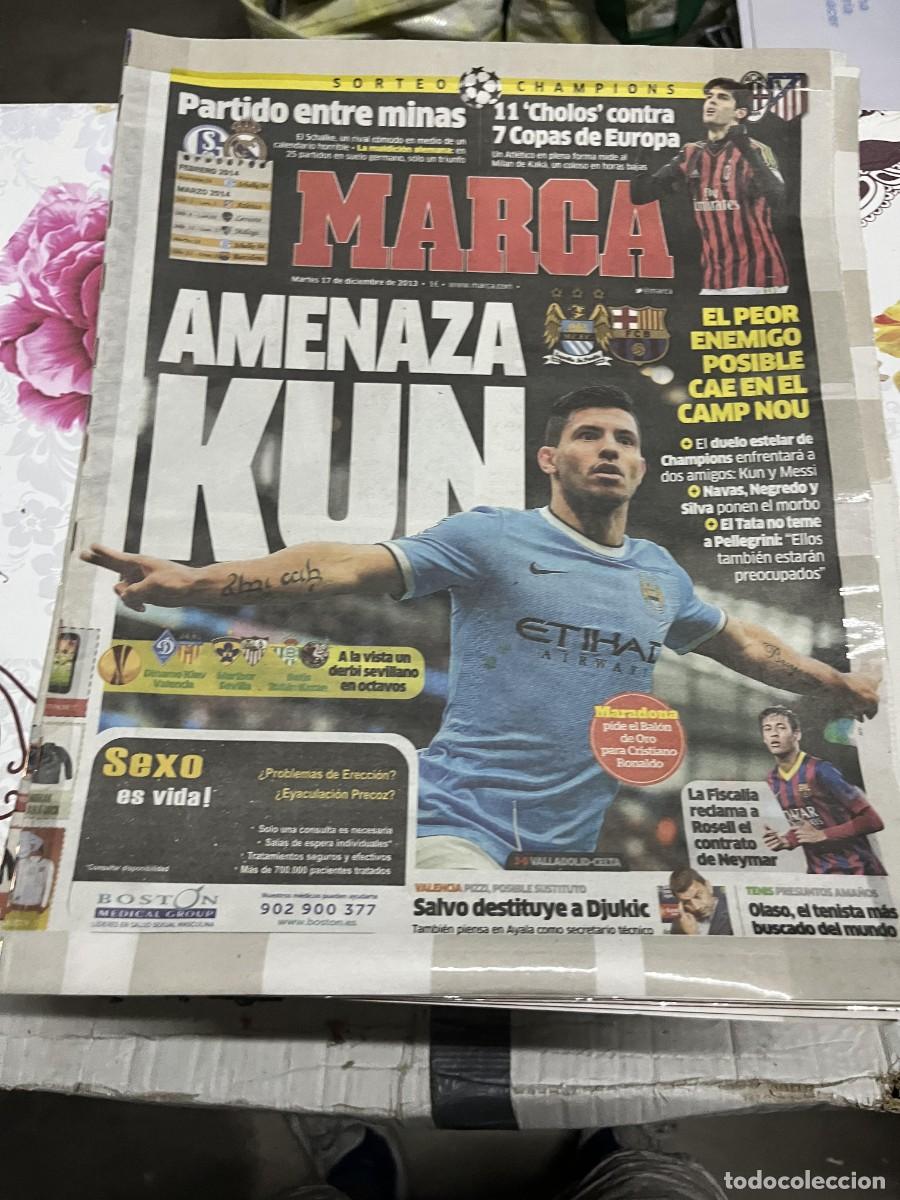 Coleccionismo deportivo: MARCA (17-12-2013) SORTEO CHAMPIONS MILAN ATLETICO MADRID KAKA MANCHESTER CITY BARCELONA KUN AGUERO