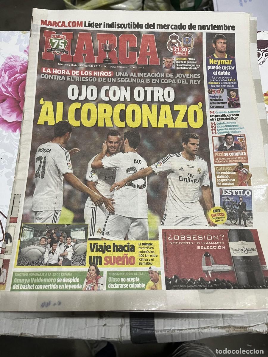 Coleccionismo deportivo: MARCA (18-12-2013) COPA REAL MADRID OLIMPIC NEYMAR BARCELONA 3-0 CARTAGENA PIZZI VALENCIA GATTUSO