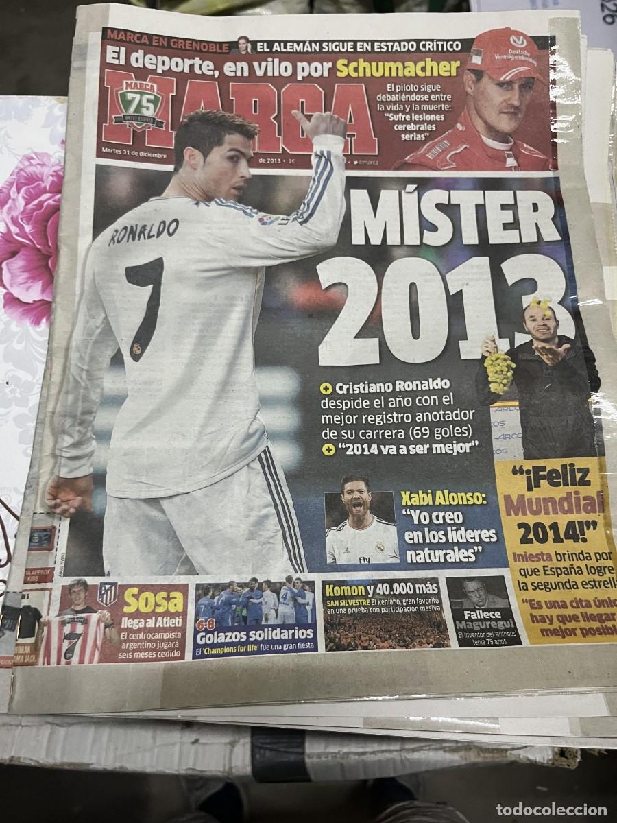 Sports collectibles: MARCA (31-12-2013)ACCIDENTE MICHAEL SCHUMACHER CRISTIANO RONALDO INIESTA SOSA ATLETICO