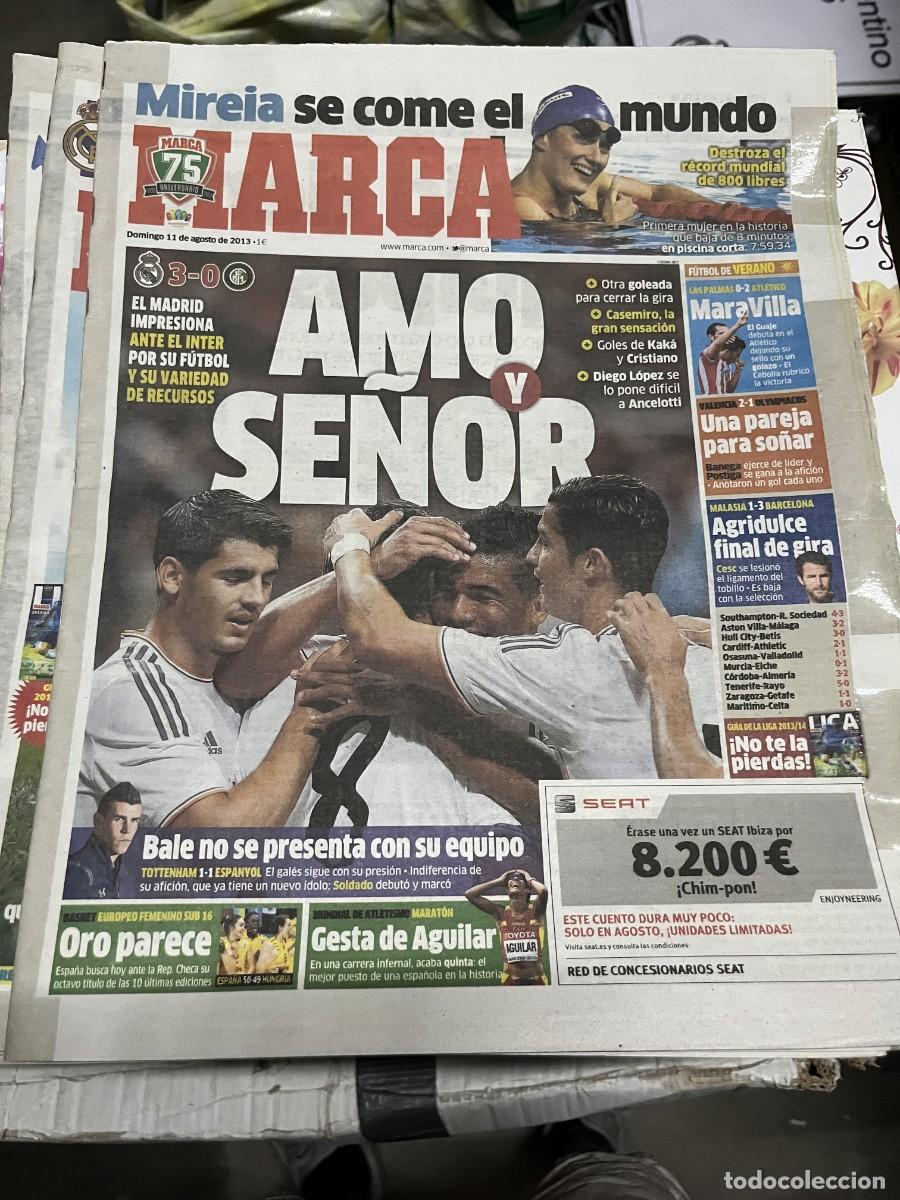 Coleccionismo deportivo: MARCA (11-8-2013) MIREIA BELMONTE REAL MADRID 3-0 INTER MILAN TOTTENHAM 1-1 ESPANYOL AGUILAR MARATON