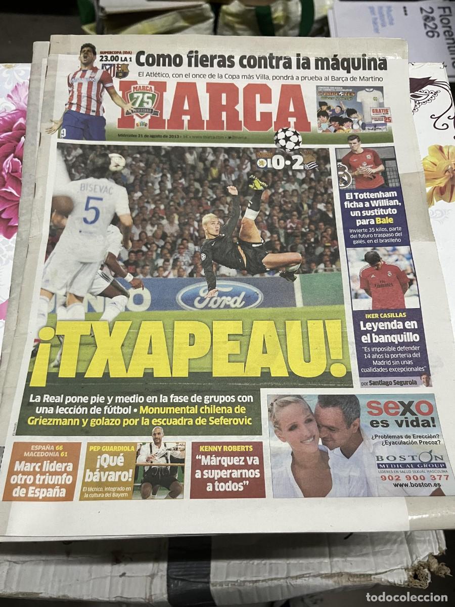 Coleccionismo deportivo: MARCA (21-8-2013) LYON 0-2 REAL SOCIEDAD GRIEZMANN HOY FINAL SUPERCOPA ATLETICO BARCELONA
