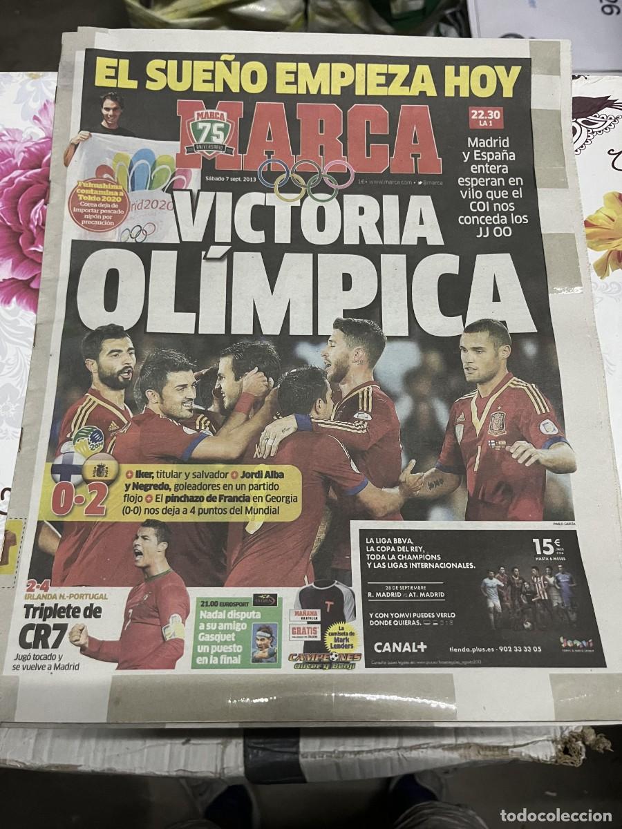 Coleccionismo deportivo: MARCA (7-9-2013)HOY JUEGOS OLIMPICOS OLIMPIADAS MADRID 2020 NADAL GASQUET TENIS FINLANDIA 0-2 ESPA&Ntilde;A