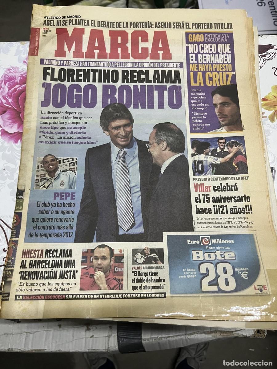 Coleccionismo deportivo: MARCA (8-10-2009) GAGO FLORENTINO PEREZ PEPE ANDRES INIESTA CENTENARIO RFEF