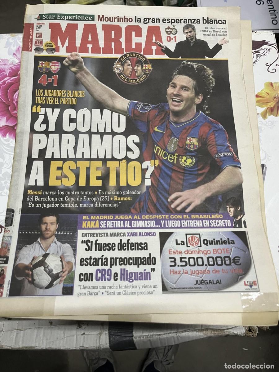 Coleccionismo deportivo: MARCA (7-4-2010) CHAMPIONS LIONEL MESSI BARCELONA 4-1 ARSENAL KAKA REAL MADRID EL CLASICO
