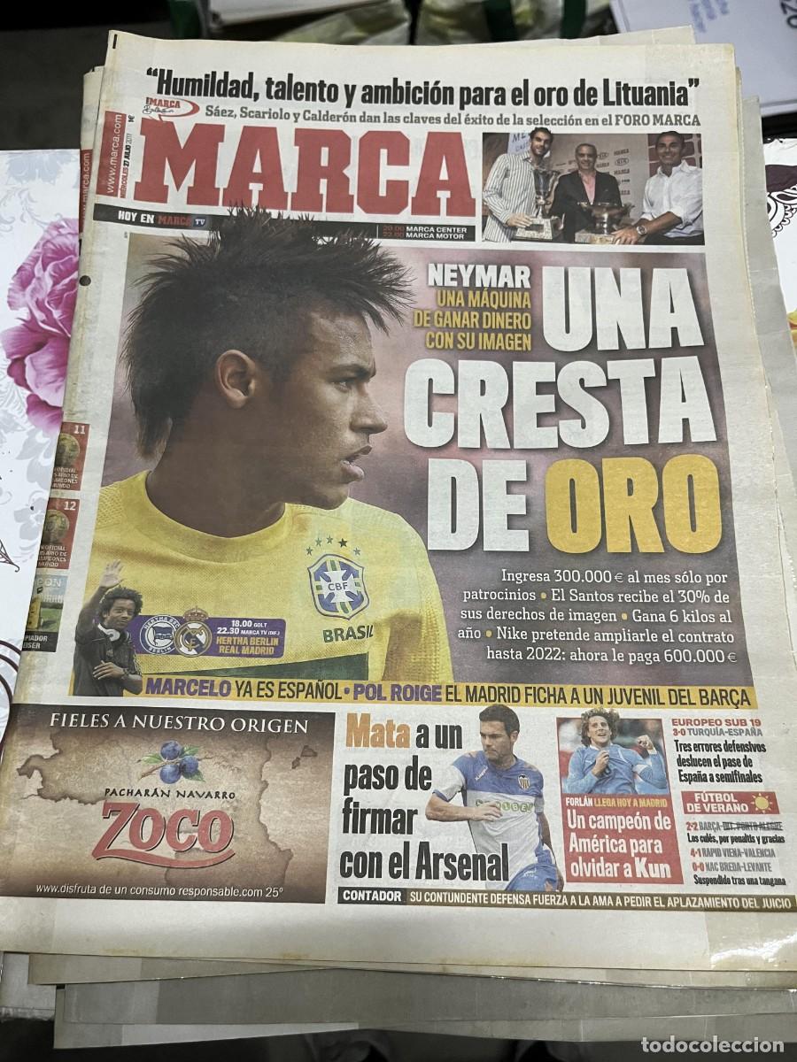 Coleccionismo deportivo: MARCA (27-7-2011) NEYMAR SANTOS BRASIL MARCELO ESPA&Ntilde;OL HERTHA BSC BERLIN REAL MADRID