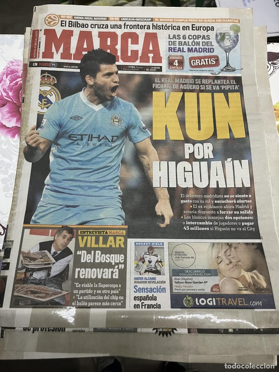 Coleccionismo deportivo: MARCA (2-3-2012) POSIBLE FICHAJE REAL MADRID KUN AGUERO HIGUAIN ANGEL MARIA VILLAR KEEGAN PALMER