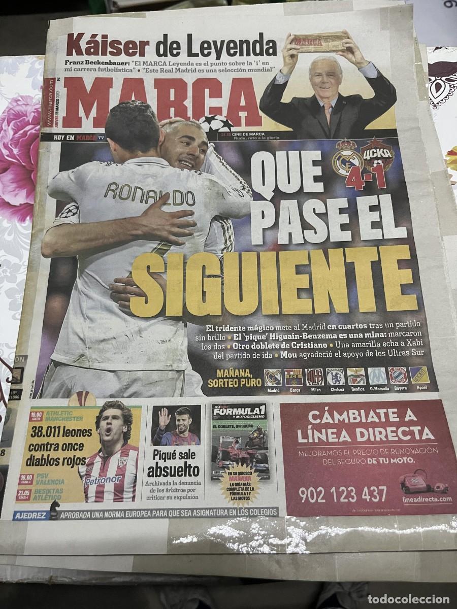 Coleccionismo deportivo: MARCA (15-3-2012) FRANZ BECKENBAUER REAL MADRID 4-1 CSKA MOSCU ATHLETIC MANCHESTER CIUDAD MURCIA