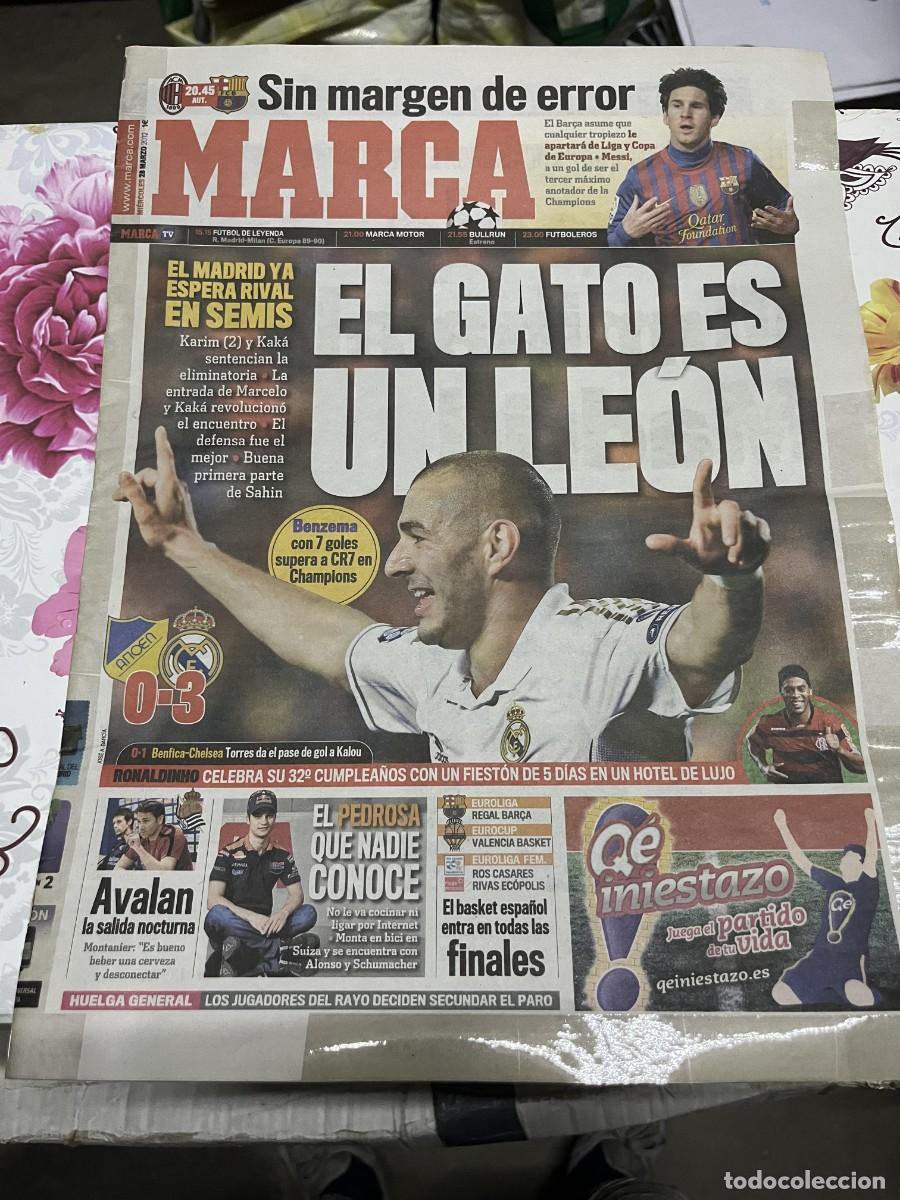 Coleccionismo deportivo: MARCA (28-3-2012) ZINEDINE ZIDANE APOEL 0-3 REAL MADRID HOY MILAN BARCELONA MESSI