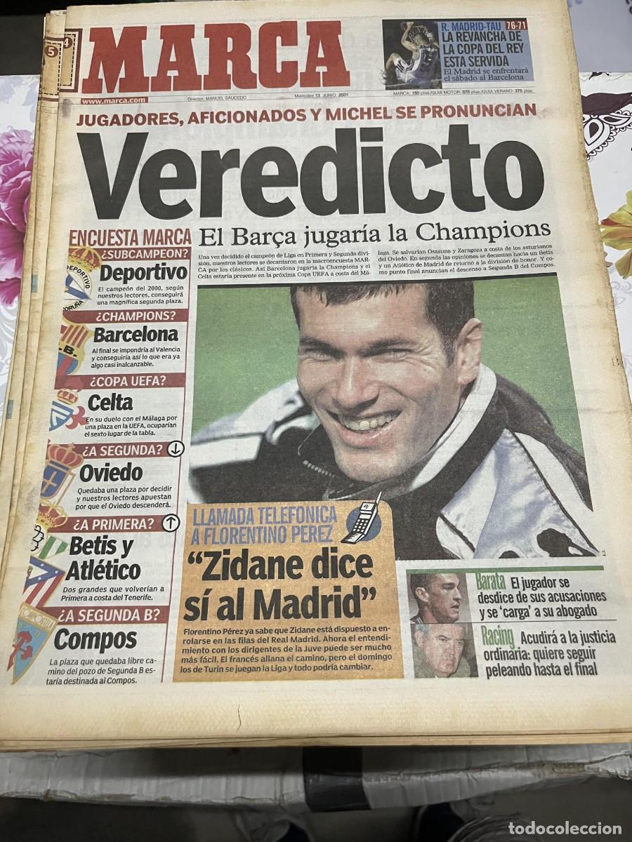 Coleccionismo deportivo: MARCA (13-6-2001) ZINEDINE ZIDANE POSIBLE FICHAJE REAL MADRID JUVENTUS TAUGRES BARATA
