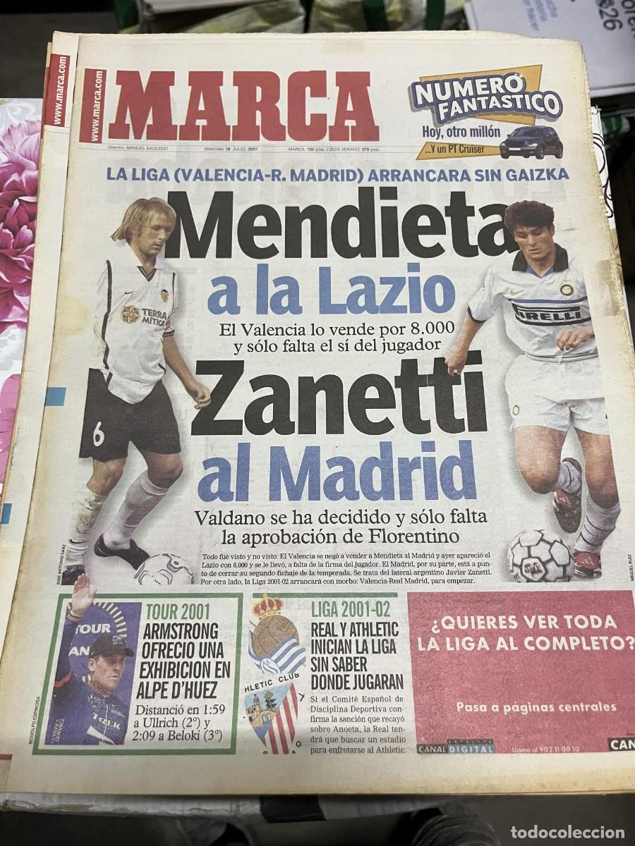Coleccionismo deportivo: MARCA (18-7-2001) LIGA POSIBLE FICHAJE GAIZKA MENDIETA VALENCIA LAZIO ZANETTI REAL MADRID