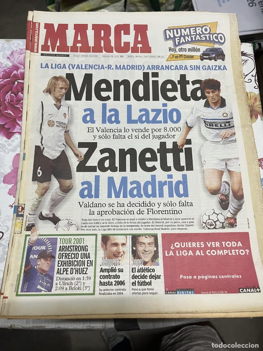 Coleccionismo deportivo: MARCA (18-7-2001) LIGA POSIBLE FICHAJE GAIZKA MENDIETA VALENCIA LAZIO ZANETTI REAL MADRID