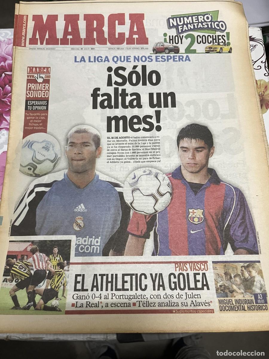 Coleccionismo deportivo: MARCA (25-7-2001) ZIDANE SAVIOLA LESION AMAYA ATLETICO MADRID MIGUE INDURAIN