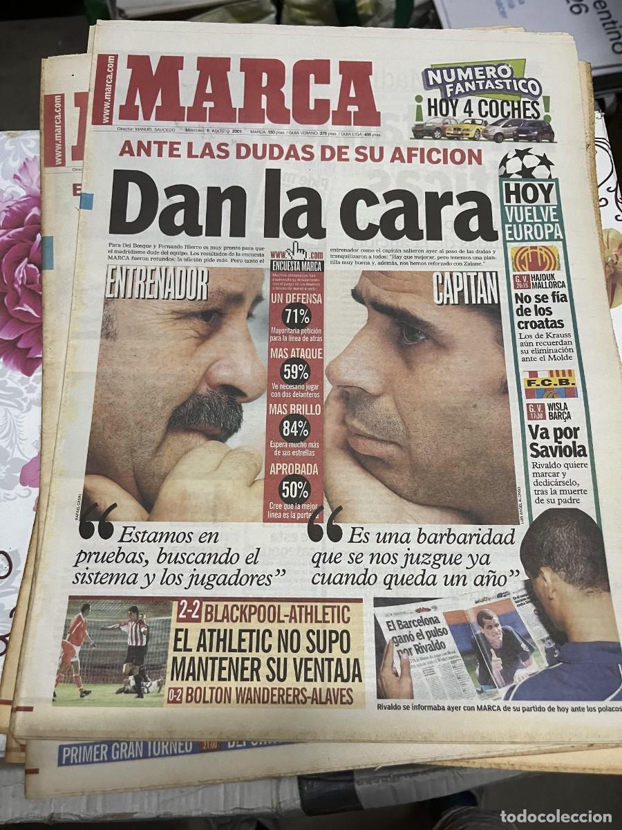 Coleccionismo deportivo: MARCA (8-8-2001) VICENTE DEL BOSQUE FERNANDO HIERRO REAL MADRID BLACKPOOL 2-2 ATHLETIC BILBAO