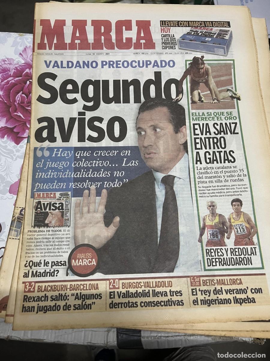 Coleccionismo deportivo: MARCA (13-8-2001) JORGE VALDANO EVA SANZ BLACKBURN 3-2 BARCELONA BURGOS 2-0 VALLADOLID