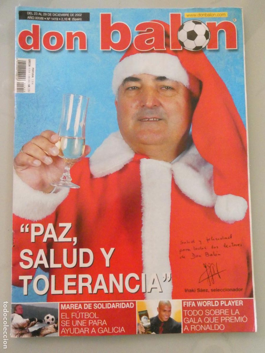 Coleccionismo deportivo: REVISTA DB DON BAL&Oacute;N DICIEMBRE 2002 N&ordm; 1419 I&Ntilde;AKI SAEZ SELECCI&Oacute;N ESPA&Ntilde;OLA, RONALDO, CHAPAPOTE. 160GR