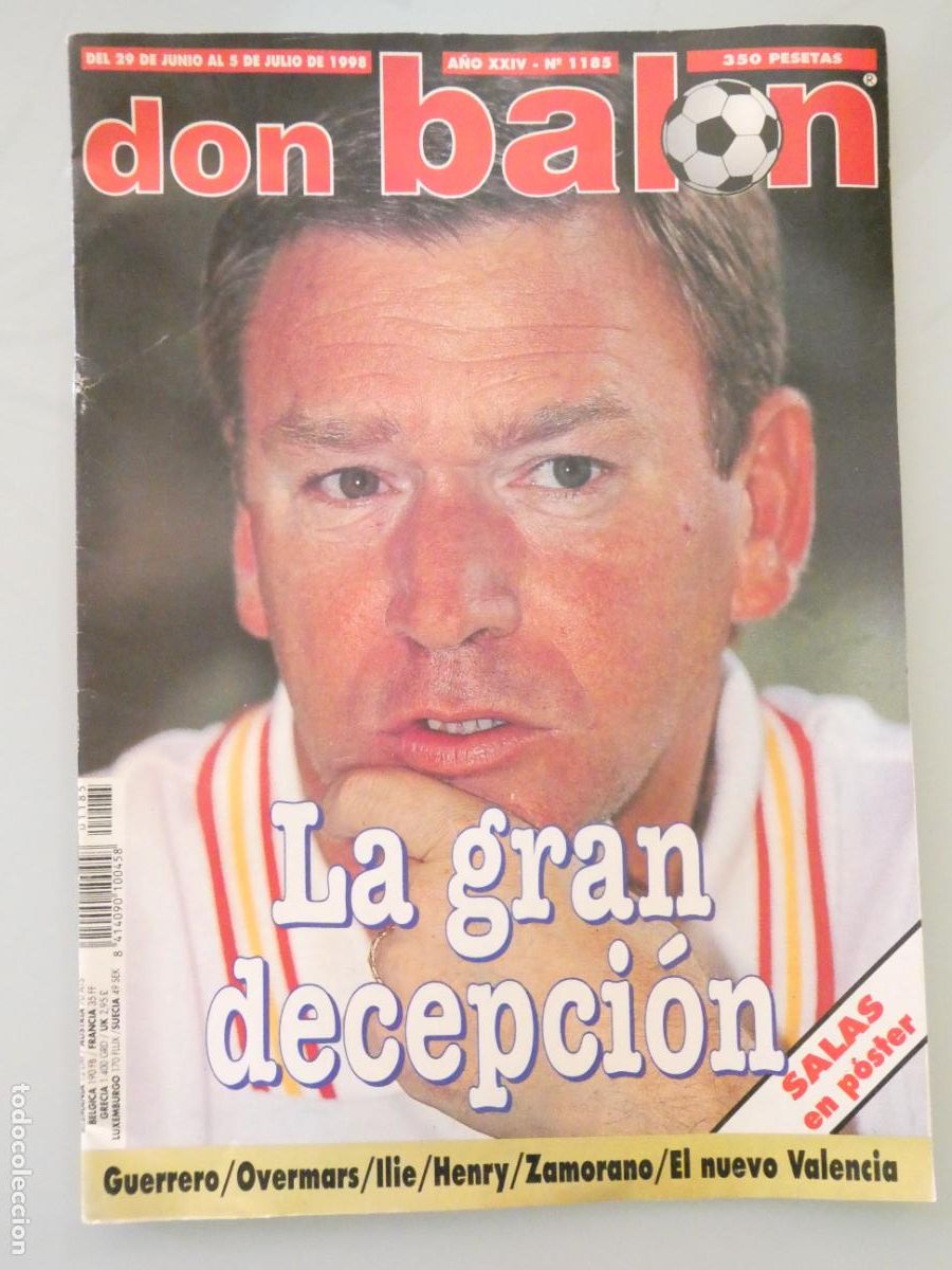 Coleccionismo deportivo: REVISTA DB DON BAL&Oacute;N JULIO 1998 N&ordm; 1185 MUNDIAL FUTBOL ESPA&Ntilde;A JAVI CLEMENTE POSTER CHILE SALAS 160GR