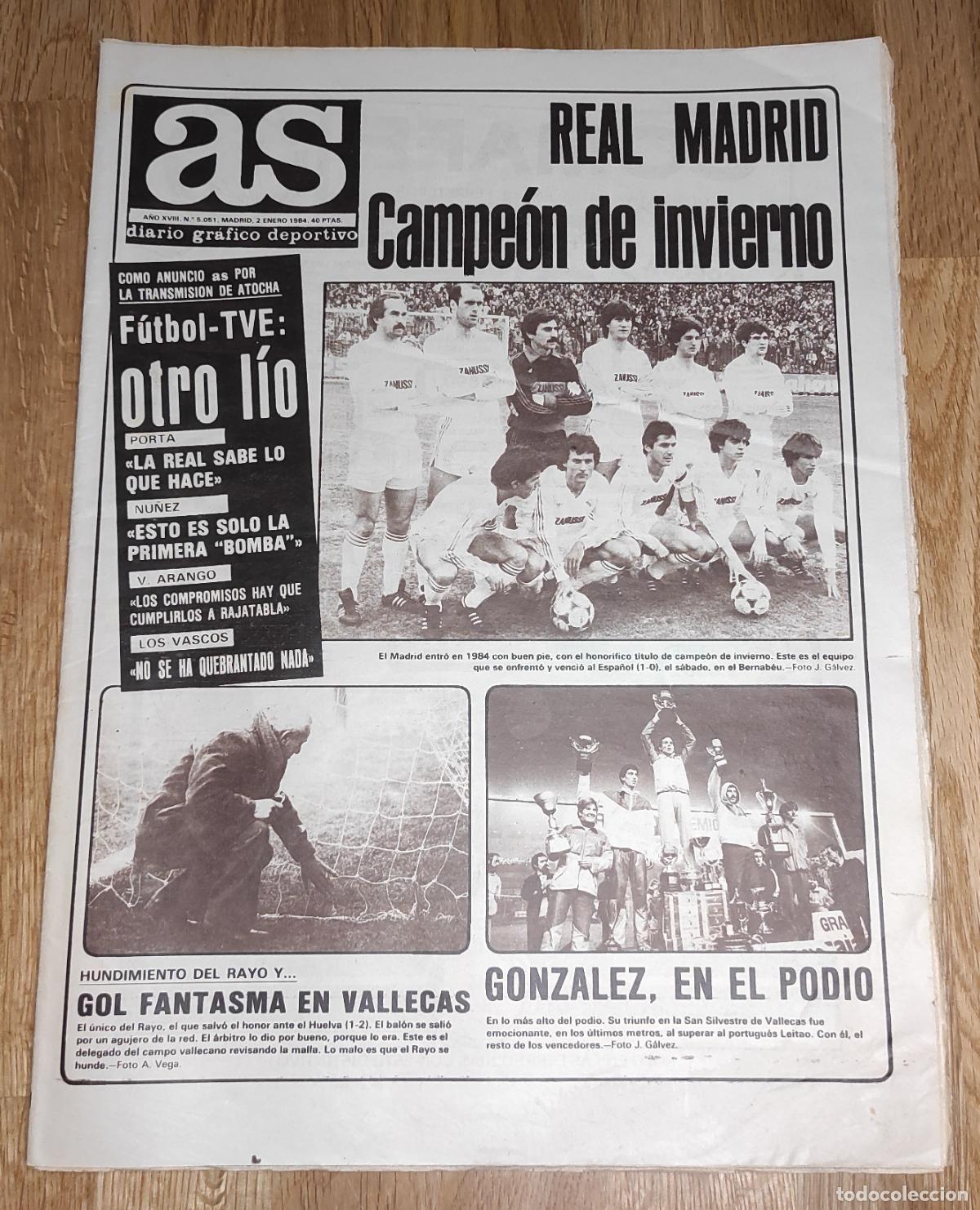 Coleccionismo deportivo: DIARIO AS 1983 LIGA 83 84 REAL MADRID CAMPEON INVIERNO - RALLY PARIS-DAKAR - JOSE LUIS GONZALEZ