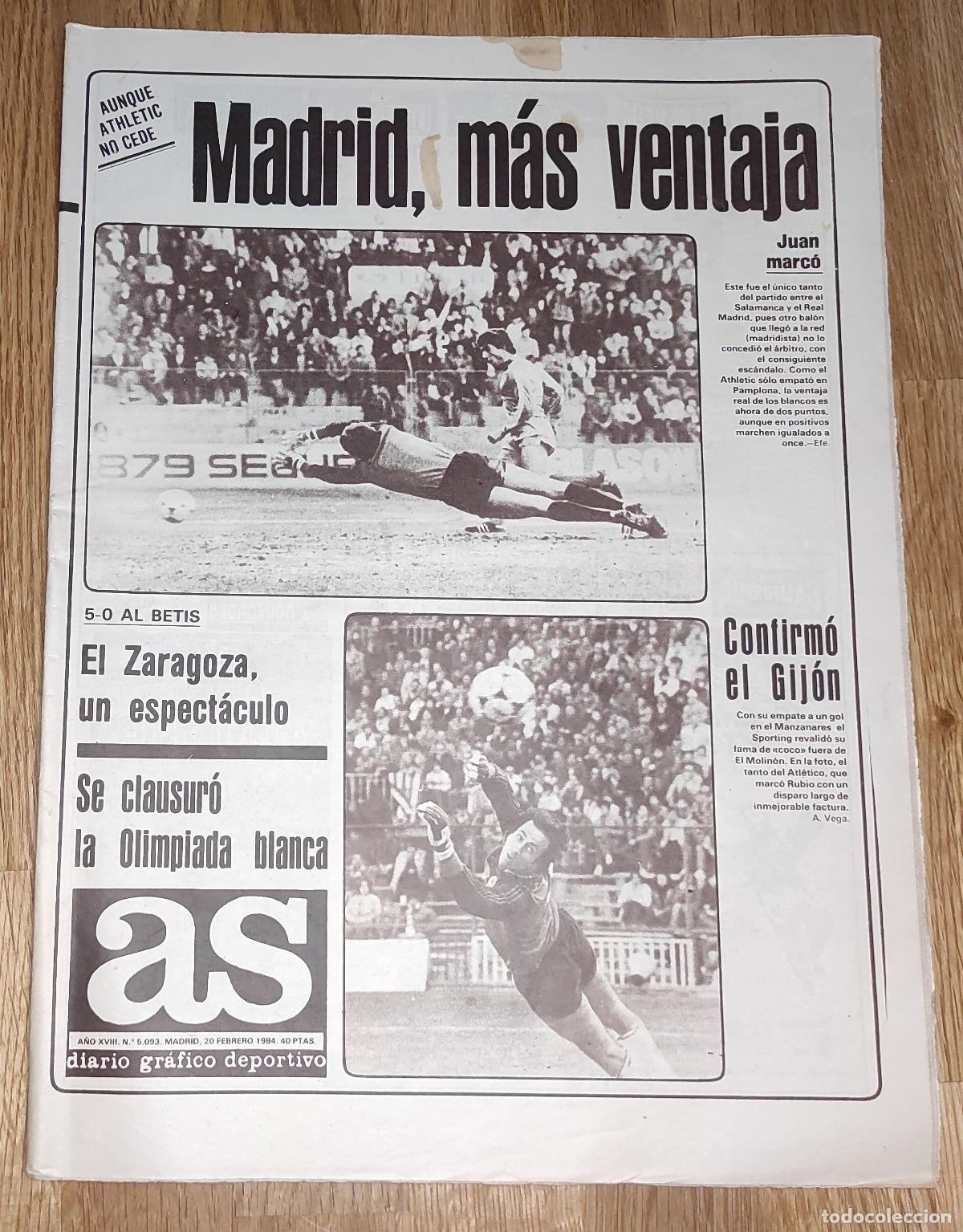Coleccionismo deportivo: DIARIO AS 1983 LIGA 83 84 REAL ZARAGOZA - SPORTING GIJON - JJOO INVIERNO SARAJEVO 1984