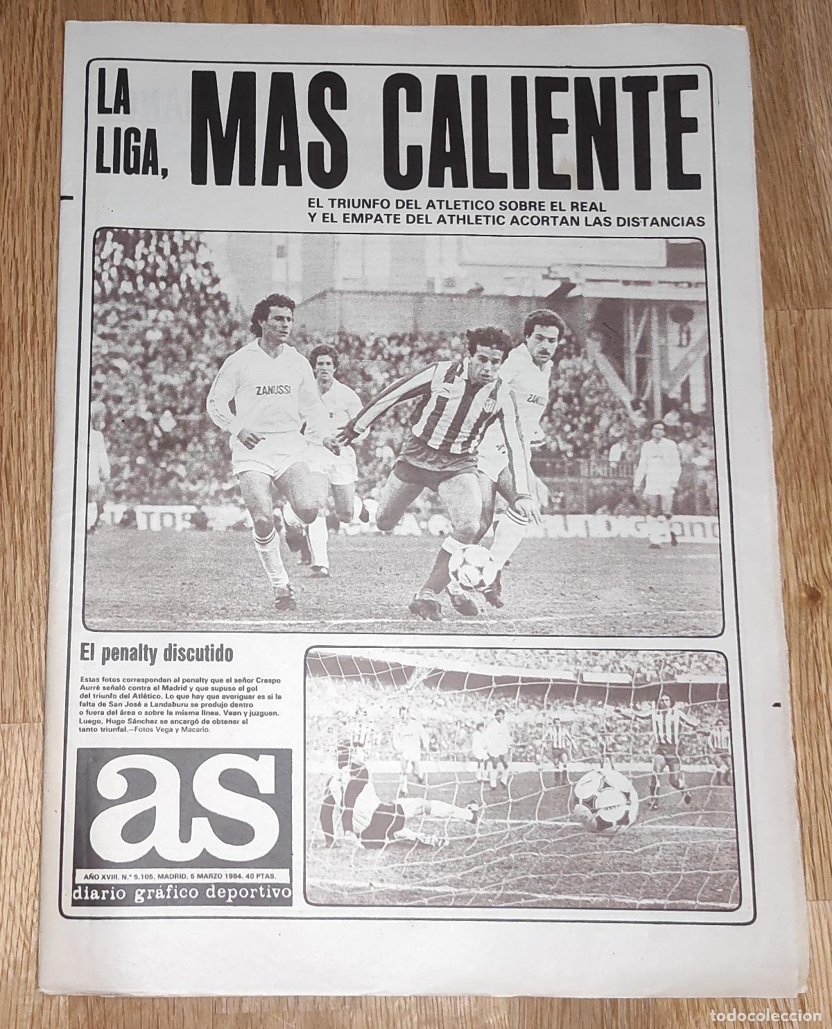 Coleccionismo deportivo: DIARIO AS 1983 LIGA 83 84 ATLETICO-REAL MADRID HUGO SANCHEZ - RAYO - VALENCIA - BASKET