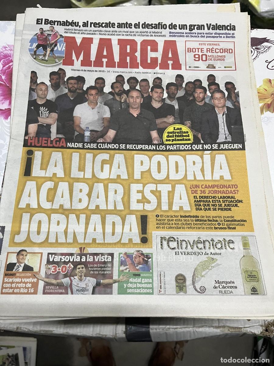 Coleccionismo deportivo: MARCA (8-5-2015) HUELGA FUTBOL EUROPA LEAGUE SEVILLA 3-0 FIORENTINA SCARIOLO