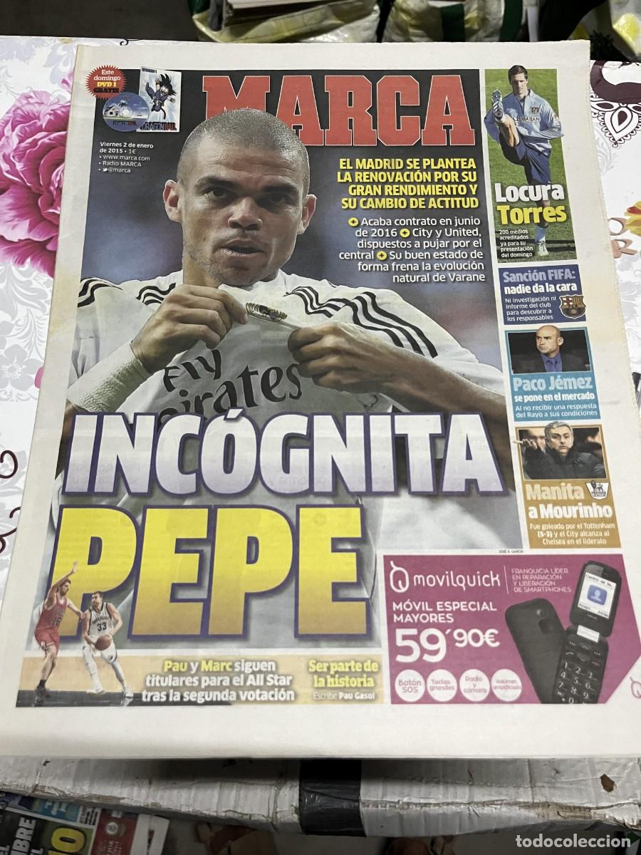 Coleccionismo deportivo: MARCA (2-1-2015) PEPE REAL MADRID FERNANDO TORRES ATLETICO PACO JEMEZ