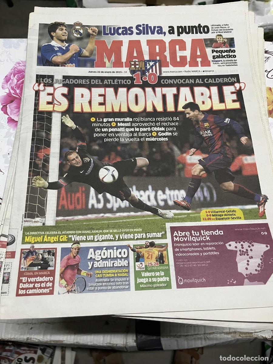 Coleccionismo deportivo: MARCA (22-1-2015) COPA BARCELONA 1-0 ATLETICO MADRID LIONEL MESSI OBLAK LUCAS SILVA