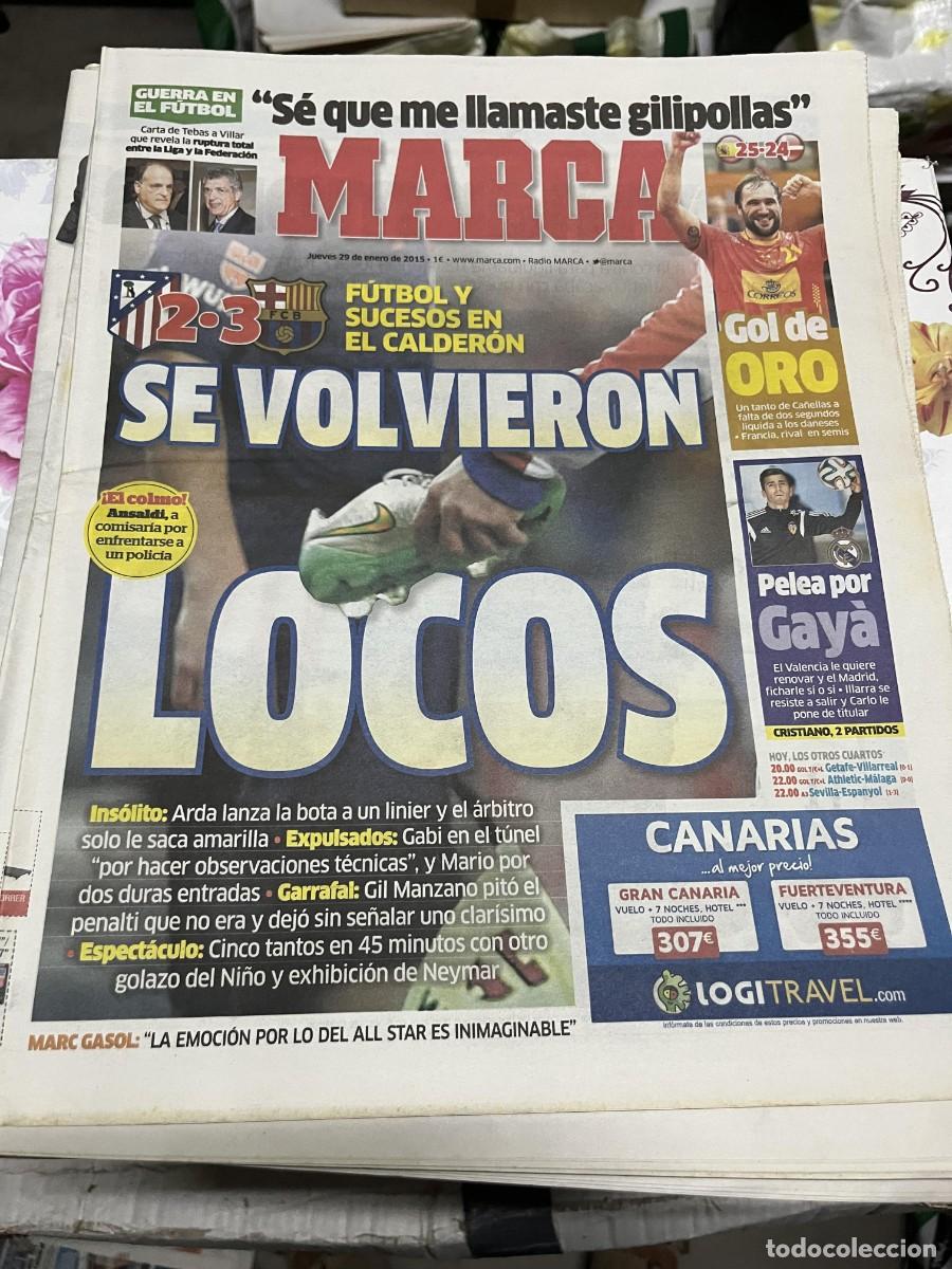 Coleccionismo deportivo: MARCA (29-1-2015) COPA ATLETICO MADRID 2-3 BARCELONA BALONMANO ESPA&Ntilde;A 25-24 DINAMARCA GAYA