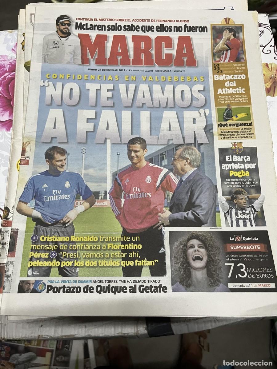 Coleccionismo deportivo: MARCA (27-2-2015) MCLAREN FERNANDO ALONSO POGBA SALZBURGO 1-3 VILLARREAL BORUSSIA 2-3 SEVILLA