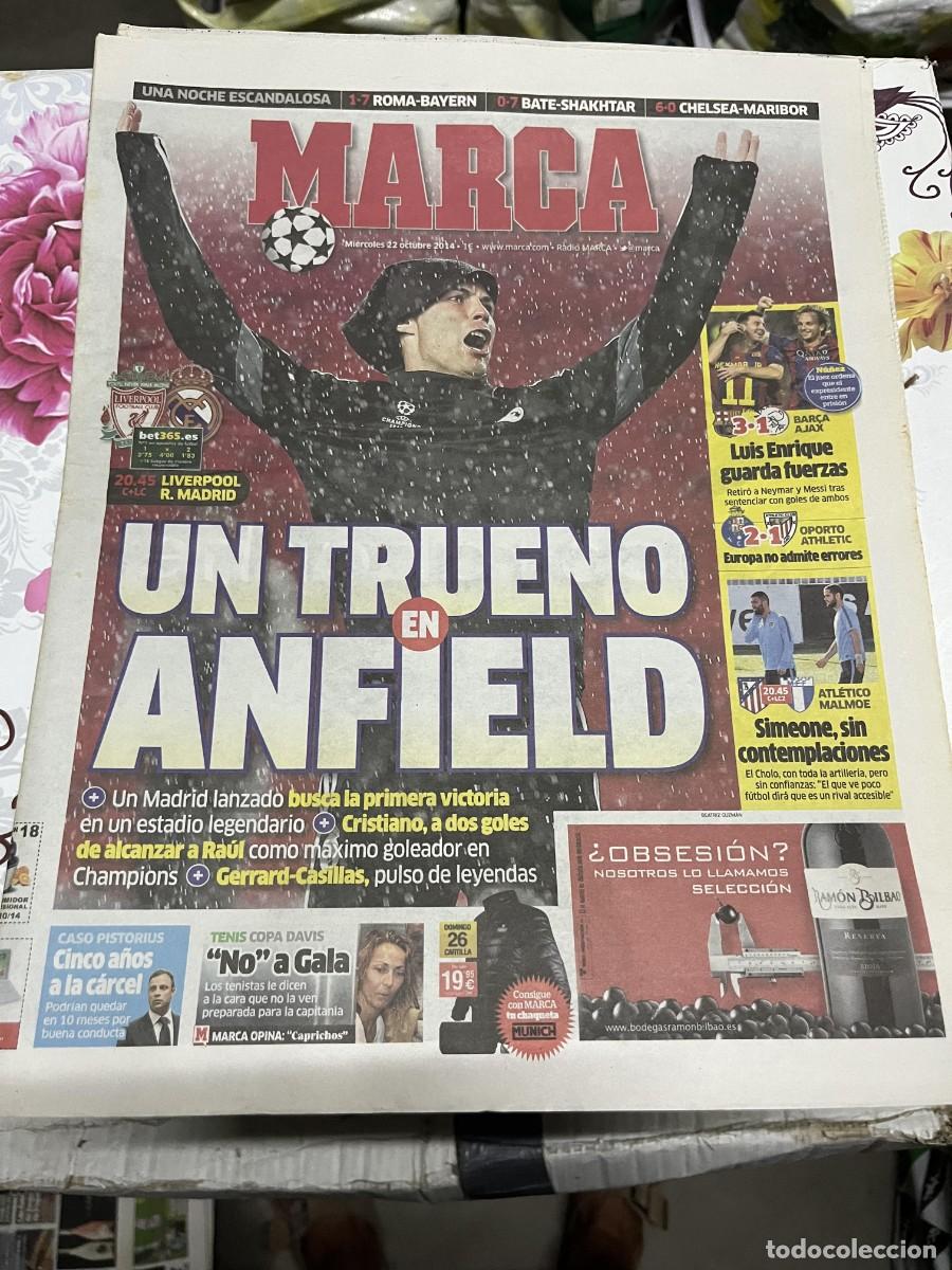 Coleccionismo deportivo: MARCA (22-10-2014) HOY CHAMPIONS LIVERPOOL REAL MADRID BARCELONA 3-1 AJAX OPORTO 2-1 ATHLETIC BILBAO