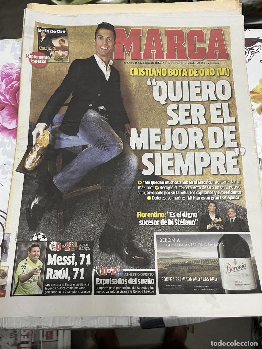 Coleccionismo deportivo: MARCA(6-11-2014)CRISTIANO RONALDO BOTA DE ORO CHAMPIONS AJAX 0-2 BARCELONA ATHLETIC 0-2 OPORTO