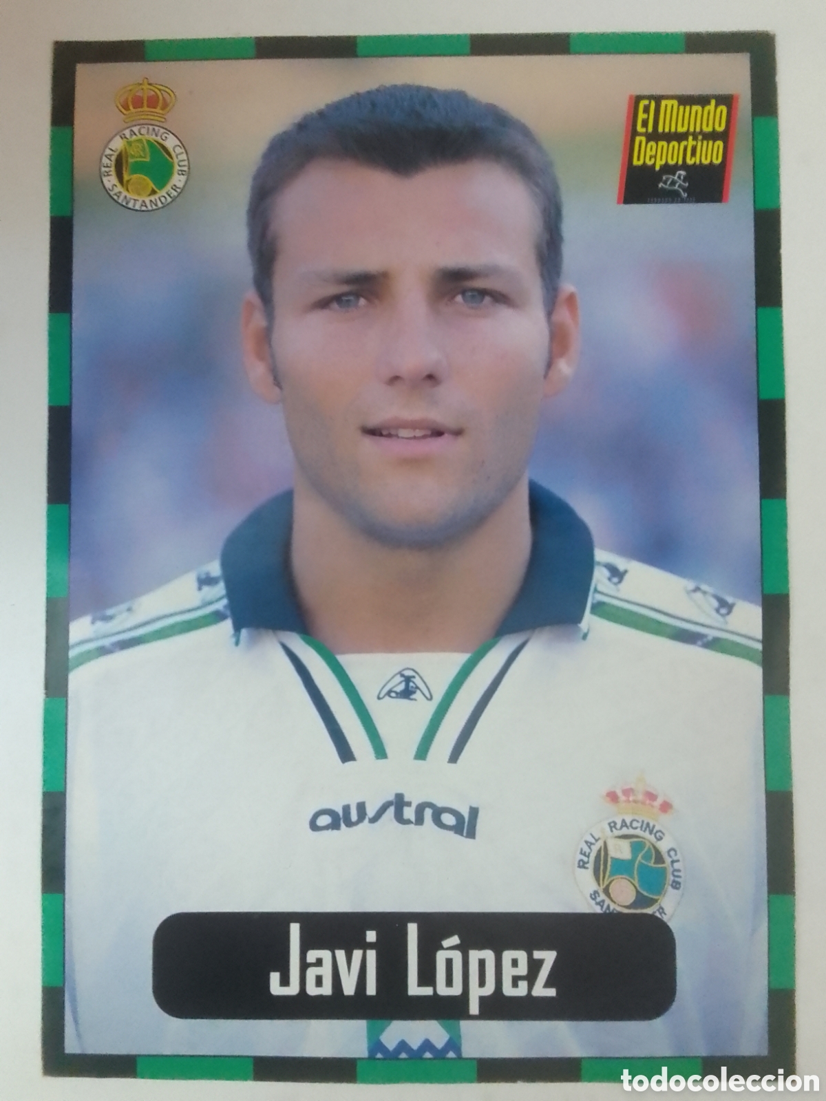 Coleccionismo deportivo: Lamina El Mundo Deportivo Colecci&oacute;n Racing n&deg; 6 Javi L&oacute;pez.