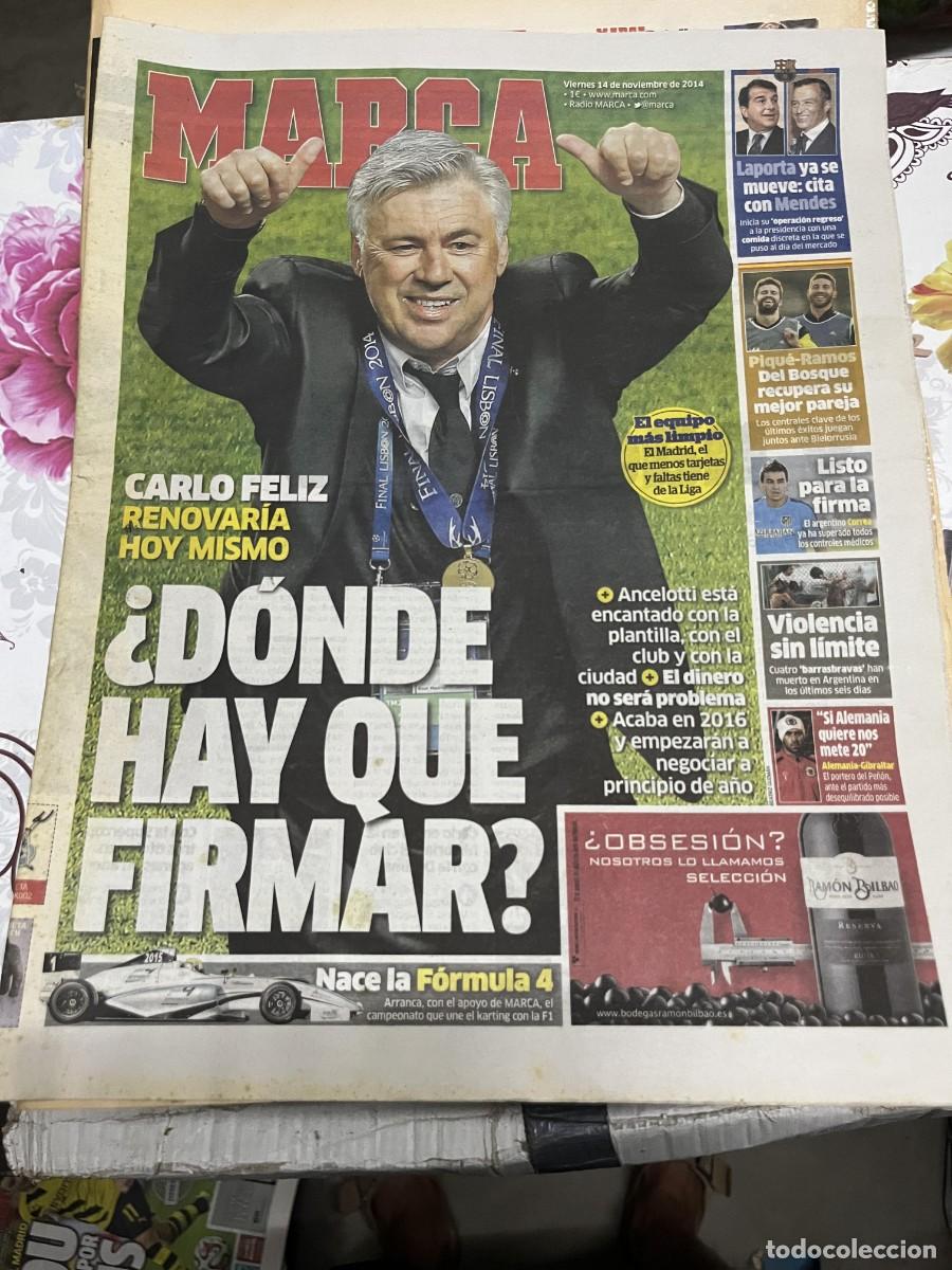 Coleccionismo deportivo: MARCA (14-11-2014) ANCELOTTI LAPORTA PIQUE SERGIO RAMOS ANGEL CORREA BARRAS BRAVAS